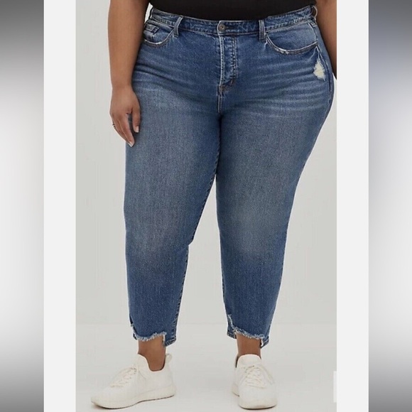 torrid Denim - Torrid High-Rise Straight Classic Denim Jeans Artisan Hem Distressed Plus Size​